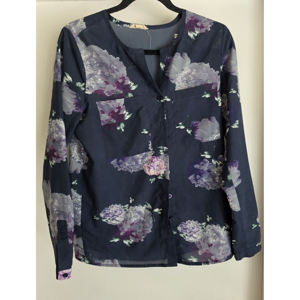 Silence + Noise Button-Down Shirt Women S Floral Long Sleeve Collared Blouse